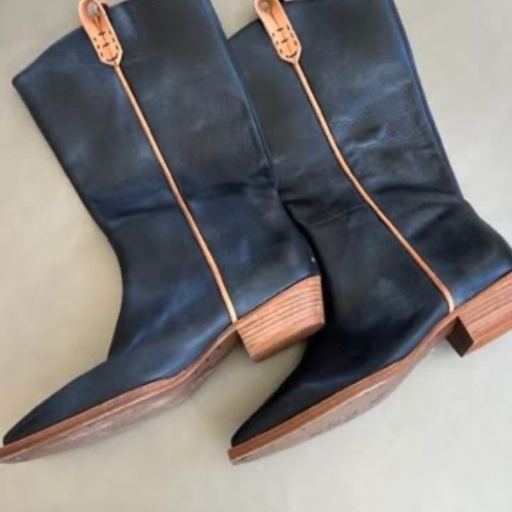 Free People We The Free Montage Tall Boots NWT Size US 9 EU 39 Color Washed Blac - Picture 4 of 8